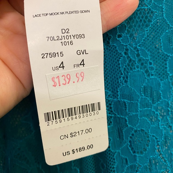 Bebe Emerald Green Lace Pleated Dress 4 - Picture 3 of 3